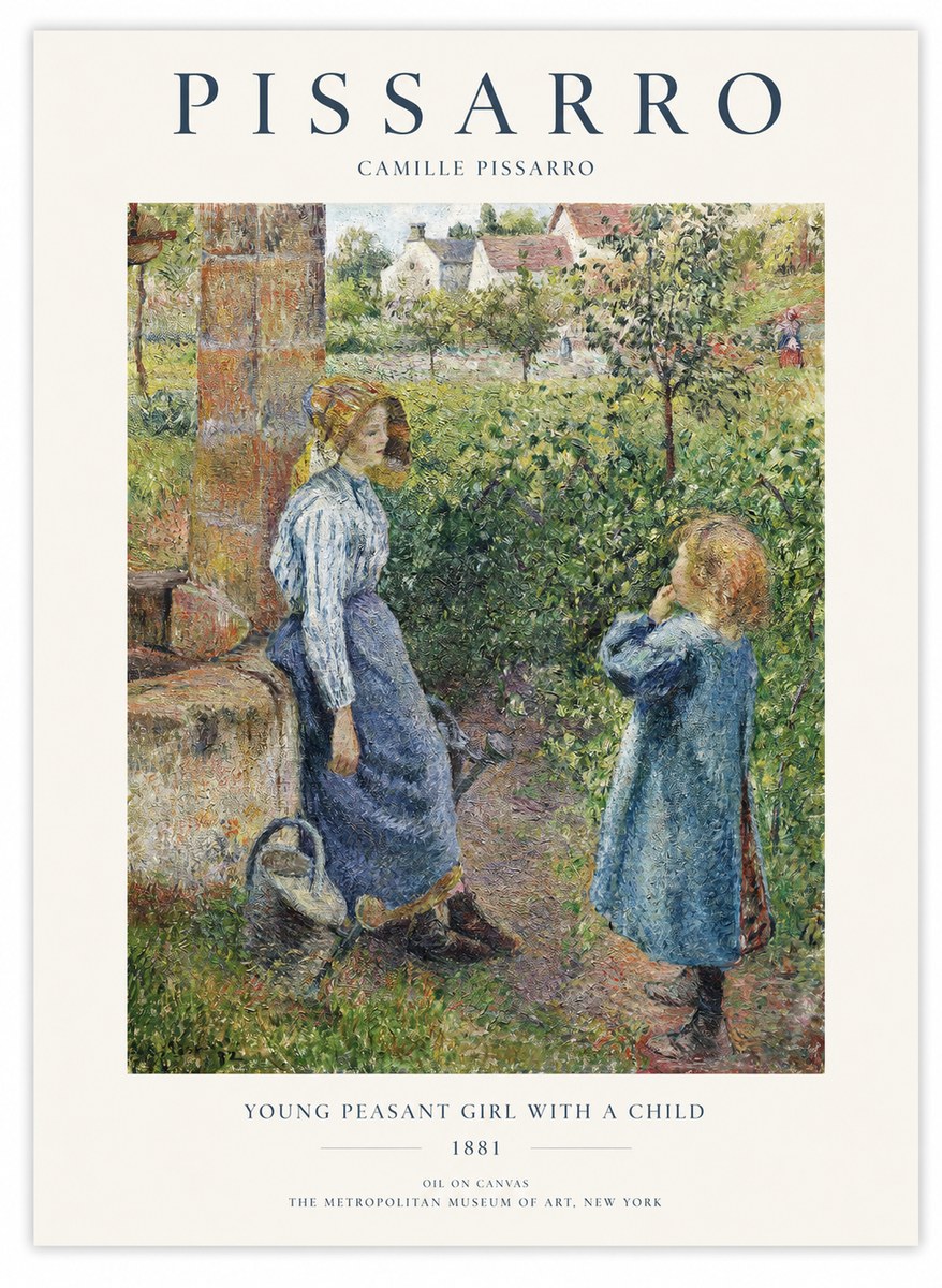 Pissarro Young Peasant Girl with a Child No1 - Plakat