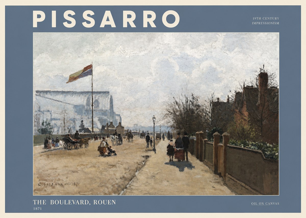 Pissarro The Boulevard, Rouen No2 - Plakat