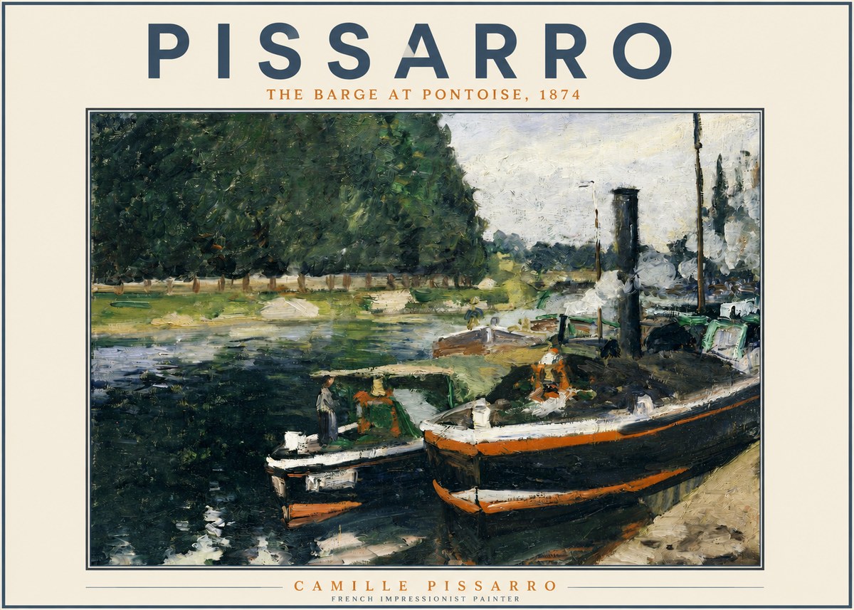 Pissarro The Barge at Pontoise, 1874 No2 - Plakat