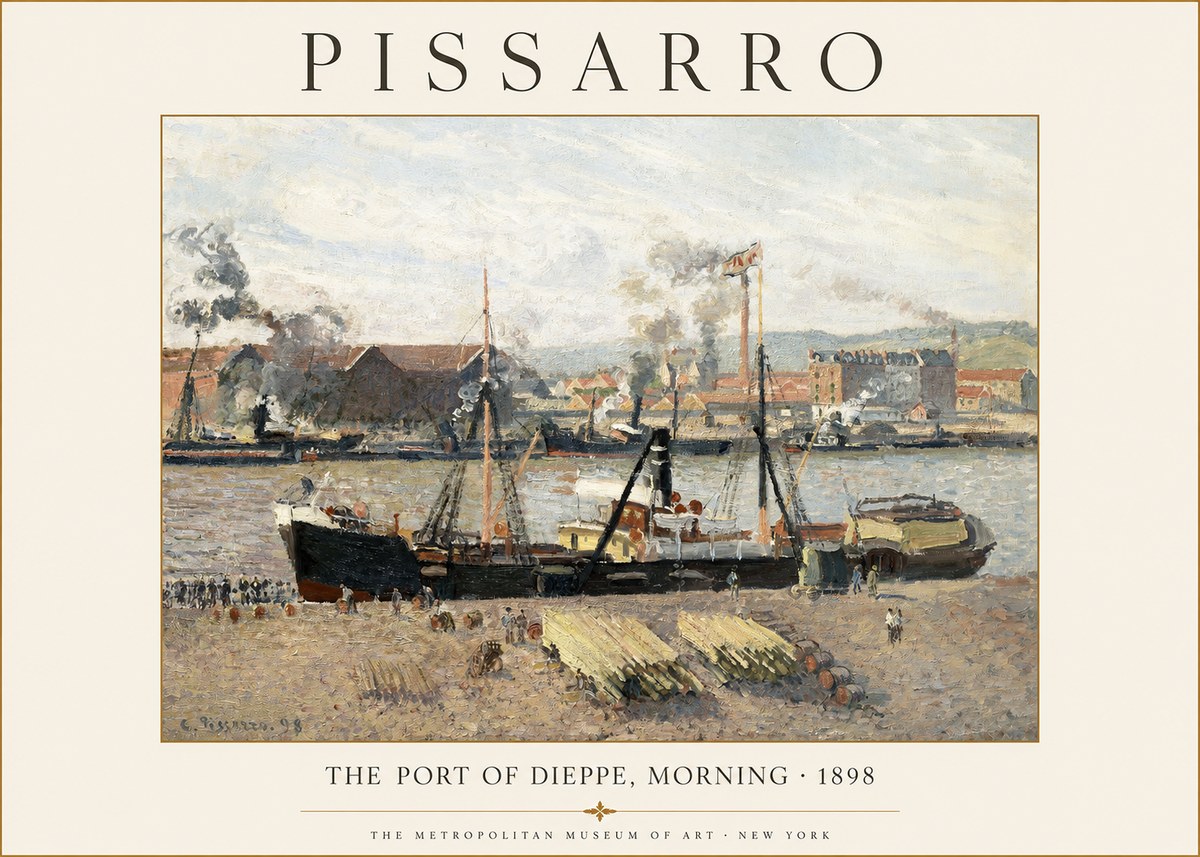 Pissarro The Port of Dieppe, Morning · 1898 No1 - Plakat