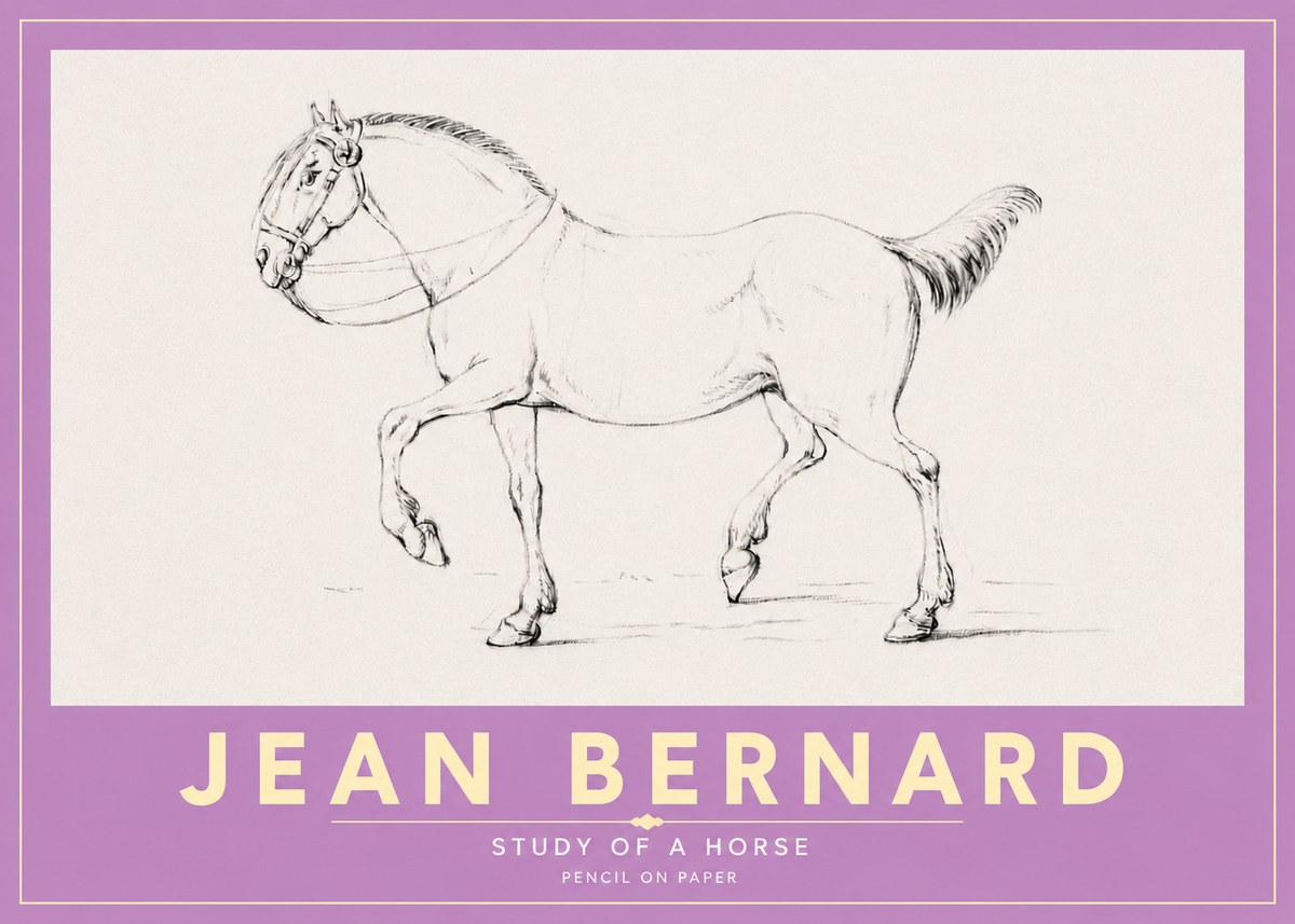 Jean Bernard Study of a Horse XVI No5 - Plakat