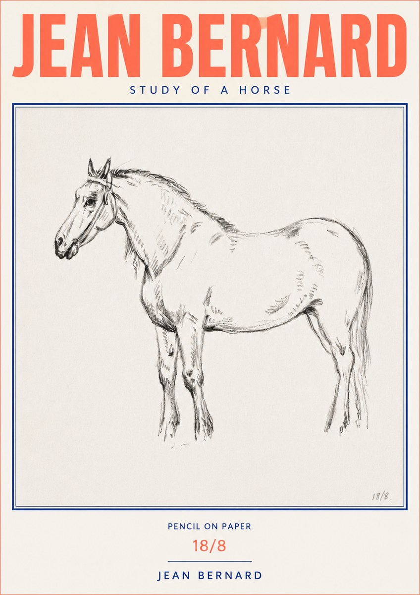 Jean Bernard Study of a Horse XVII No4 - Plakat
