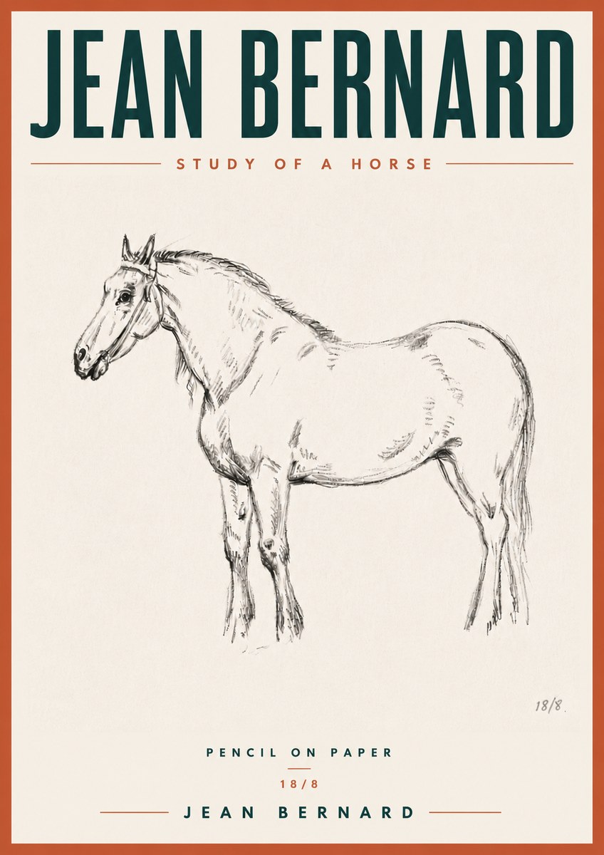 Jean Bernard Study of a Horse XVII No6 - Plakat