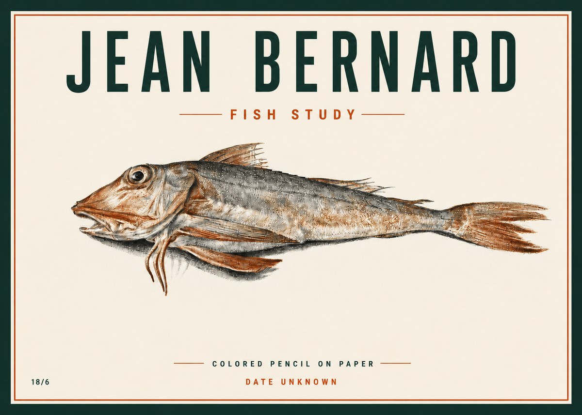 Jean Bernard Fish Study II No4 - Plakat