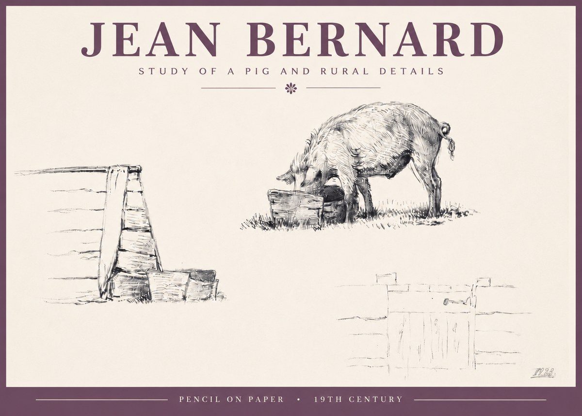 Jean Bernard Pig Study No5 - Plakat