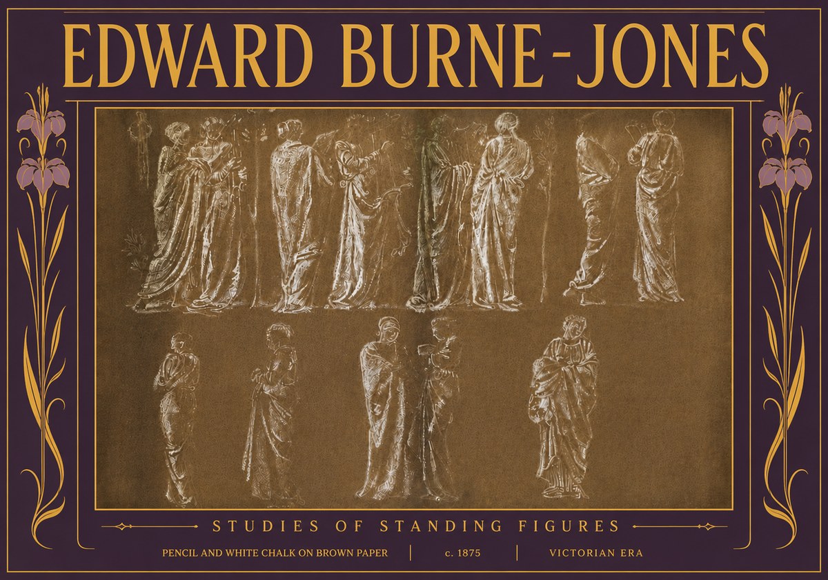 Edward Burne-Jones Studies of Standing Figures No5 - Plakat