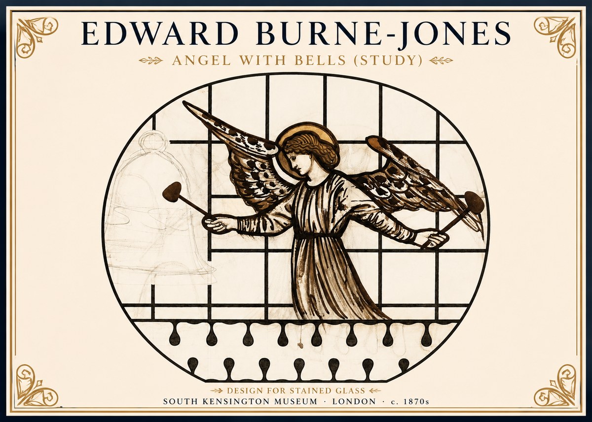 Edward Burne-Jones Angel with Bells (Study) No1 - Plakat