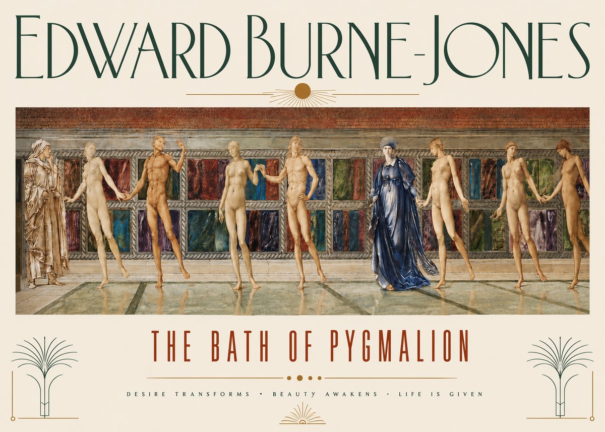 Edward Burne-Jones The Bath of Pygmalion No3 - Plakat