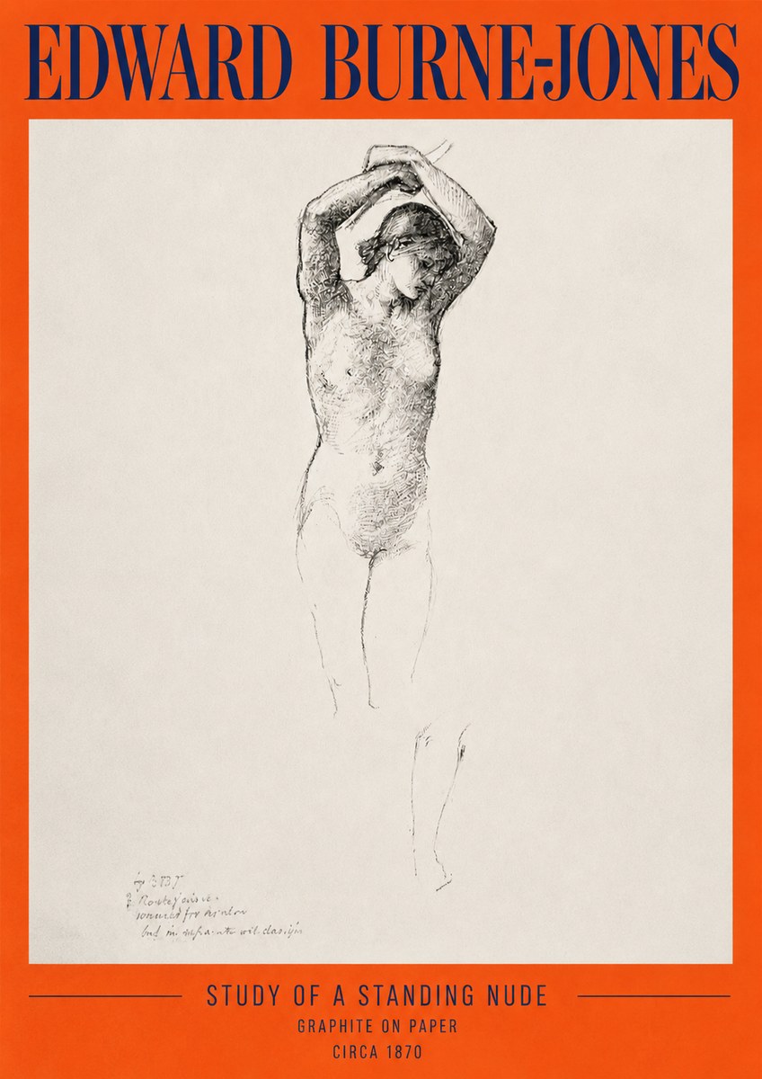 Edward Burne-Jones Standing Nude with Raised Arms (Study) No2 - Plakat