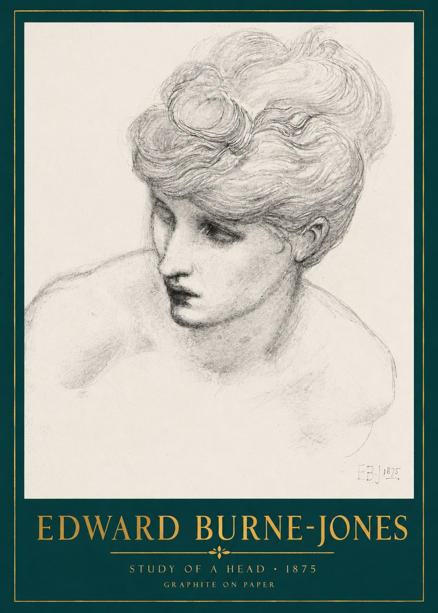 Edward Burne-Jones Study of a Head No2 - Plakat