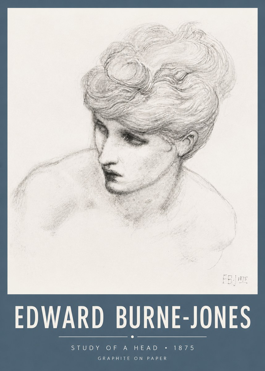 Edward Burne-Jones Study of a Head No5 - Plakat