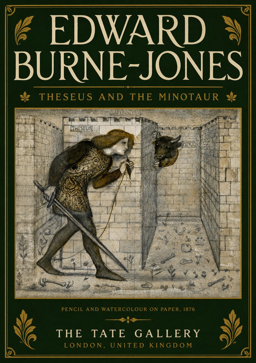 Edward Burne-Jones Theseus and the Minotaur No6 - Plakat