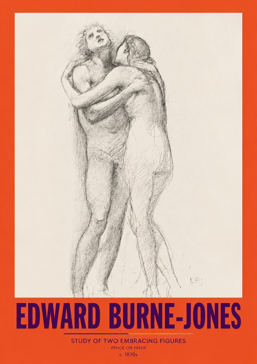 Edward Burne-Jones Study of Two Embracing Figures No2 - Plakat
