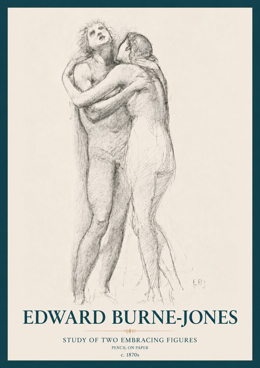 Edward Burne-Jones Study of Two Embracing Figures No3 - Plakat