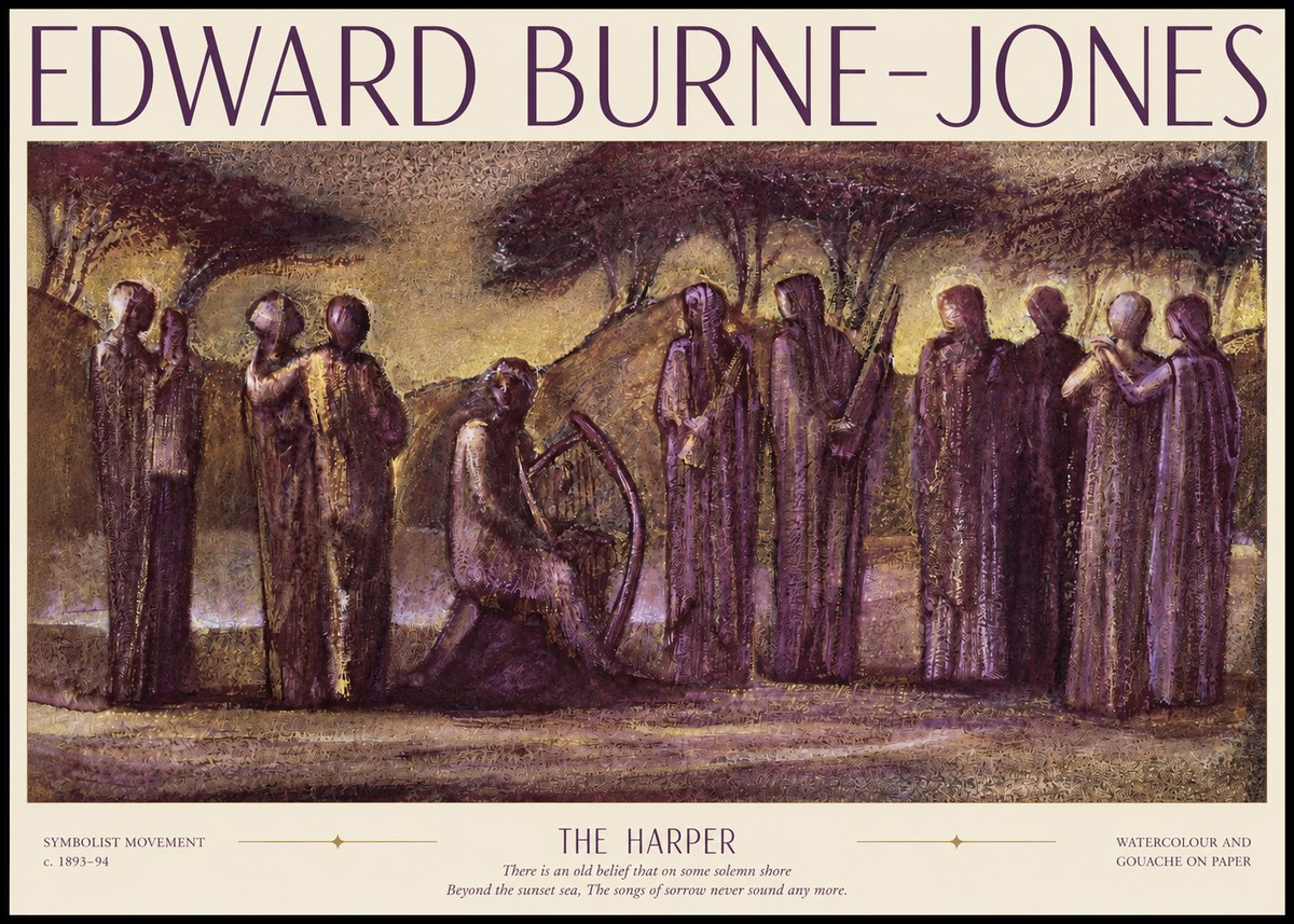 Edward Burne-Jones The Harp of Life No6 - Plakat