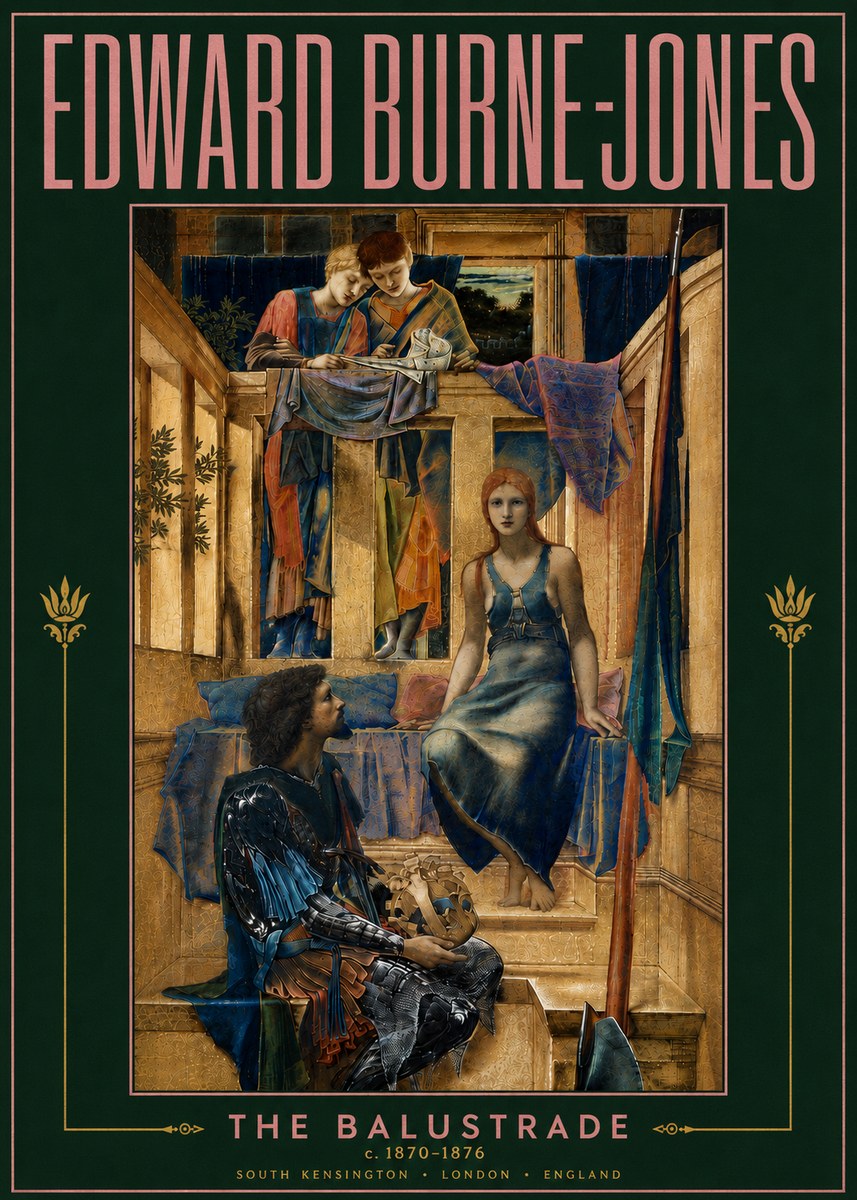 Edward Burne-Jones The Balustrade No5 - Plakat