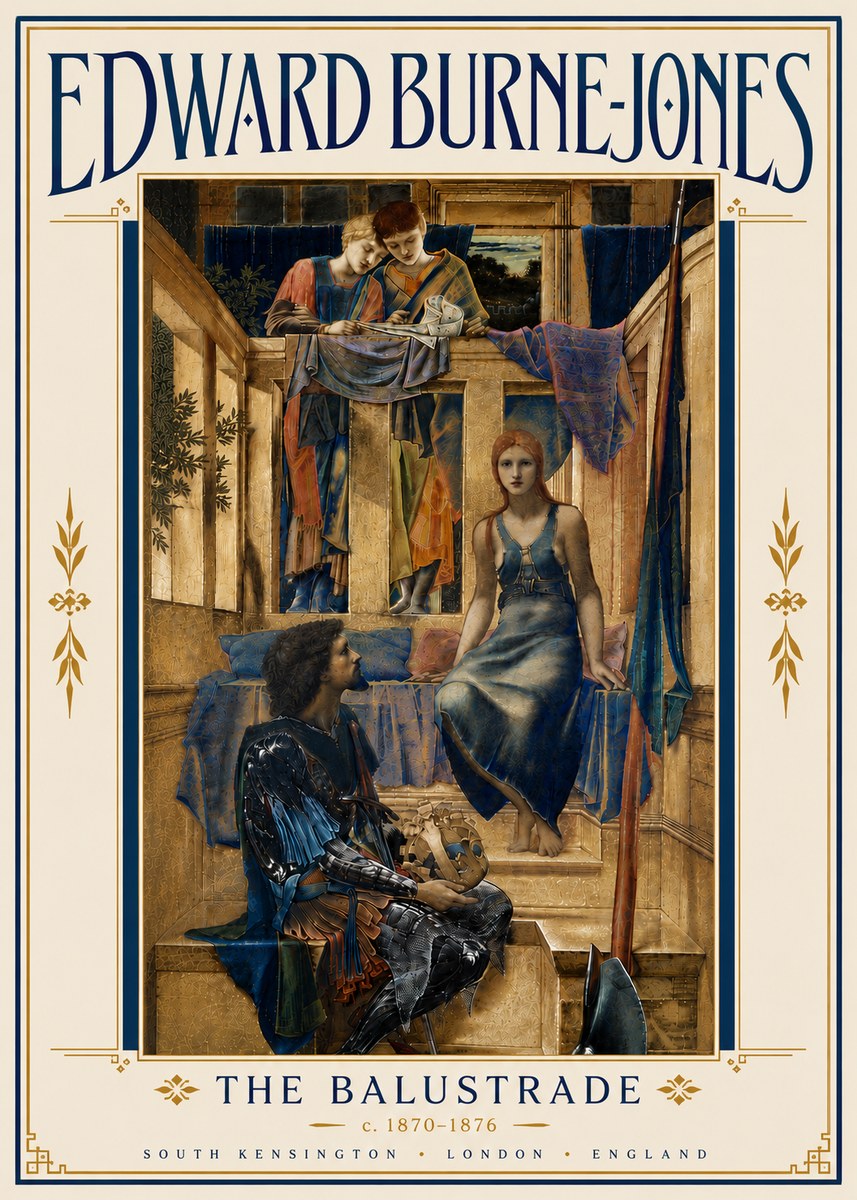 Edward Burne-Jones The Balustrade No6 - Plakat