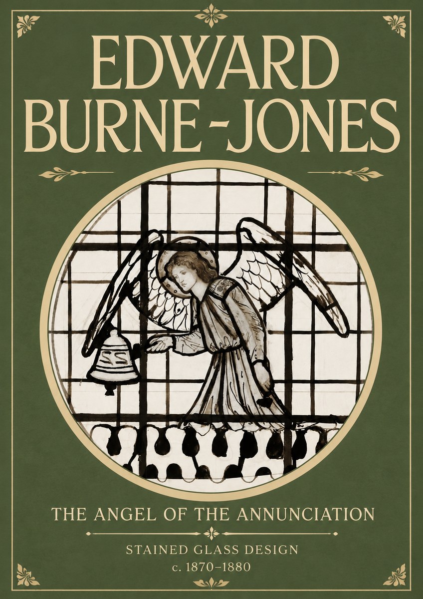 Edward Burne-Jones The Angel of the Annunciation (Stained Glass Design) No4 - Plakat