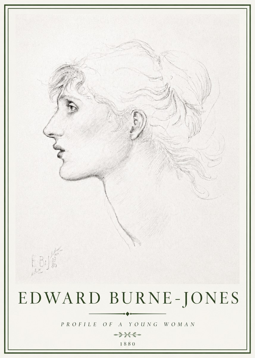Edward Burne-Jones Profile of a Young Woman No4 - Plakat