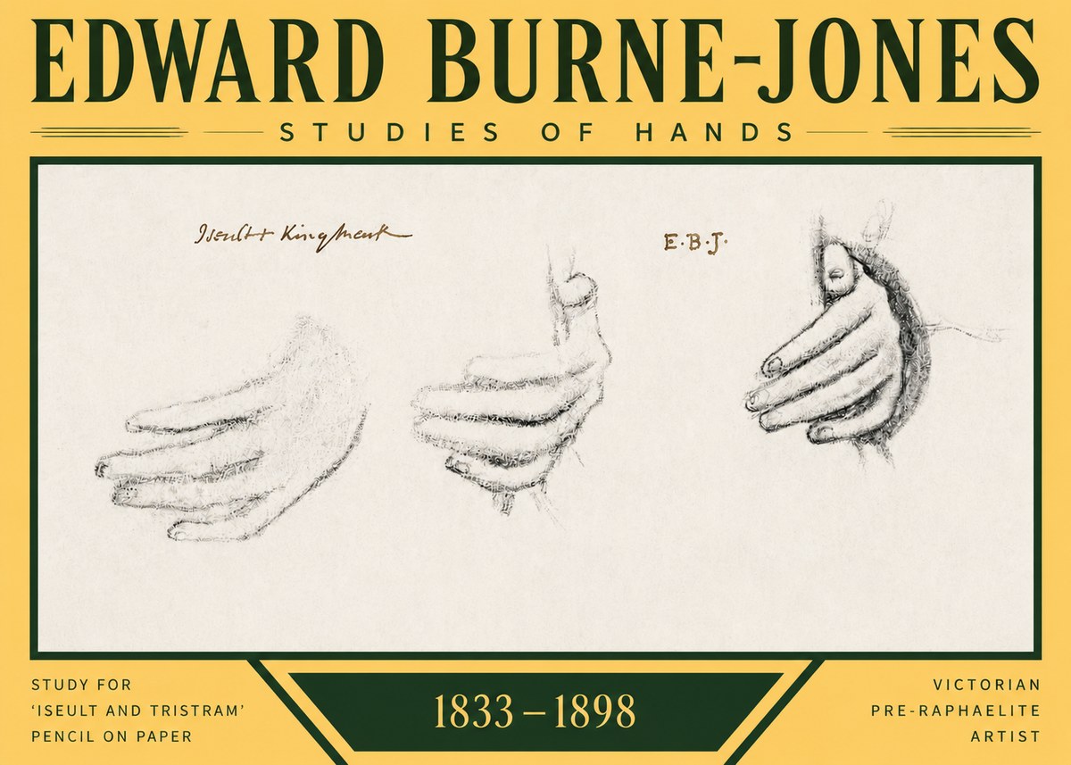 Edward Burne-Jones Study for 'Iseult and Tristram' No3 - Plakat