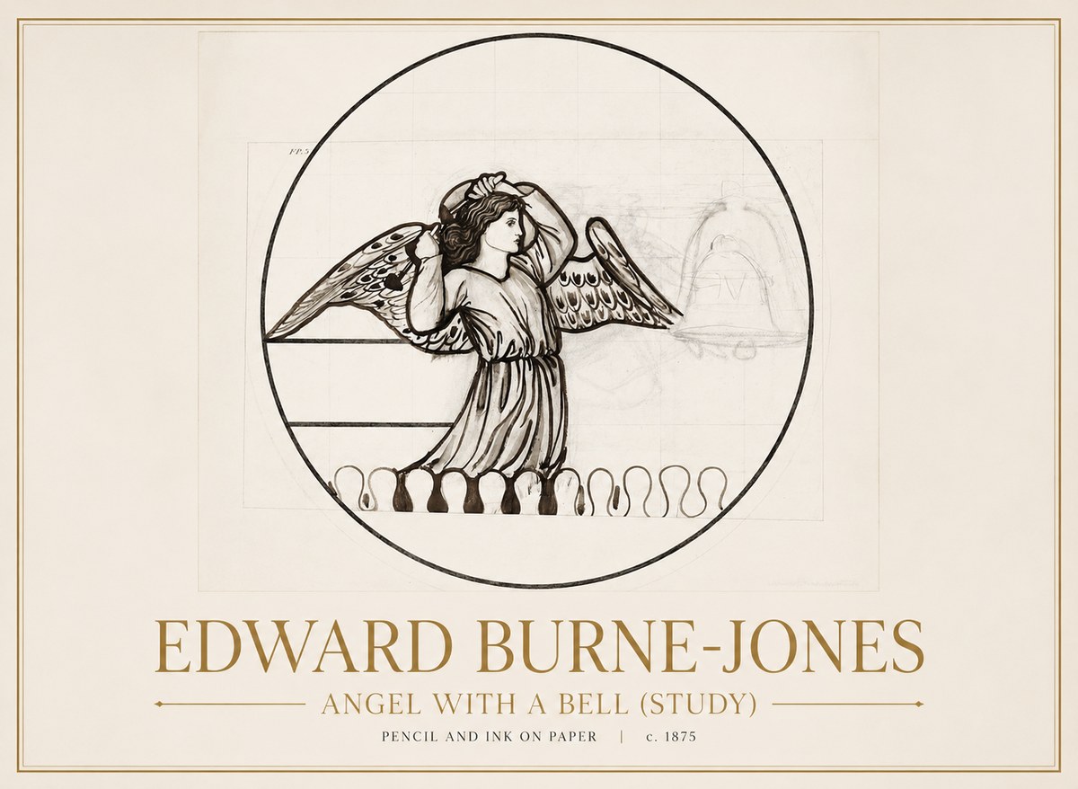 Edward Burne-Jones Angel with a Bell (Study) No1 - Plakat