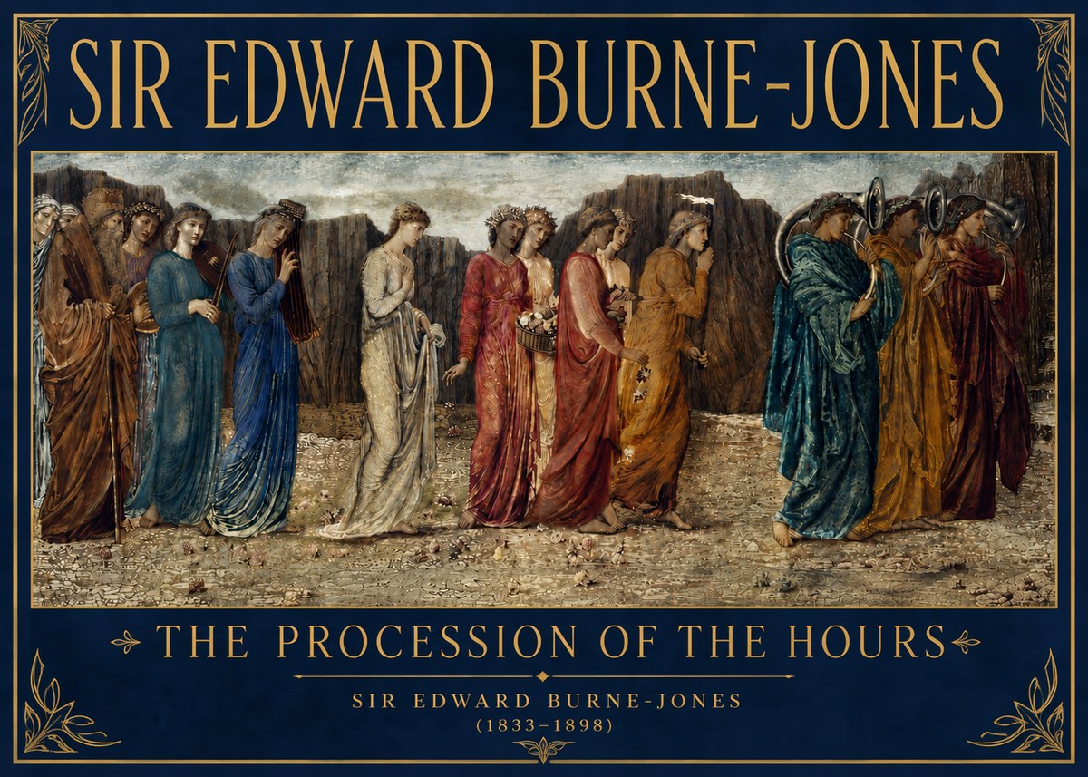 Edward Burne-Jones The Procession of the Hours No4 - Plakat