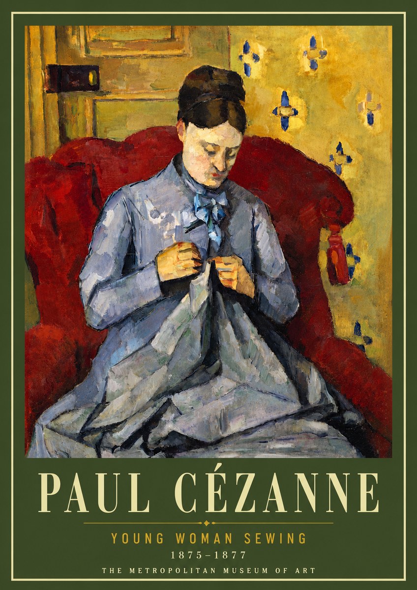 Paul Cézanne Young Woman Sewing No6 - Plakat