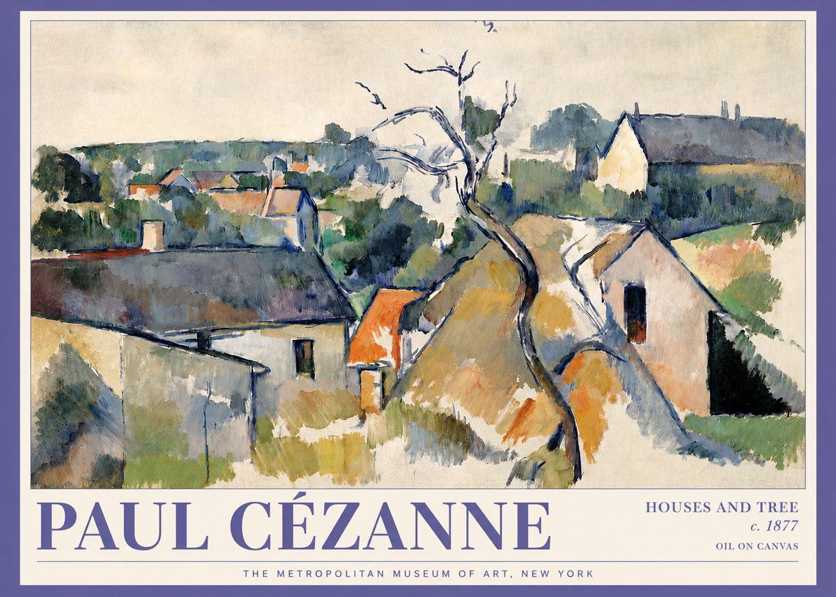 Paul Cézanne Houses and Tree No3 - Plakat