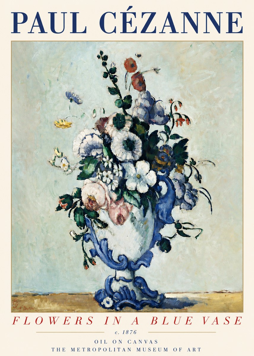 Paul Cézanne Flowers in a Blue Vase No3 - Plakat