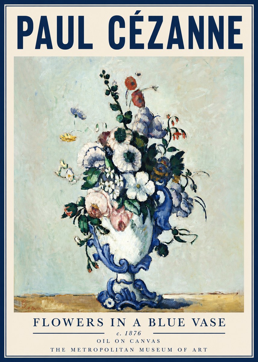 Paul Cézanne Flowers in a Blue Vase No4 - Plakat