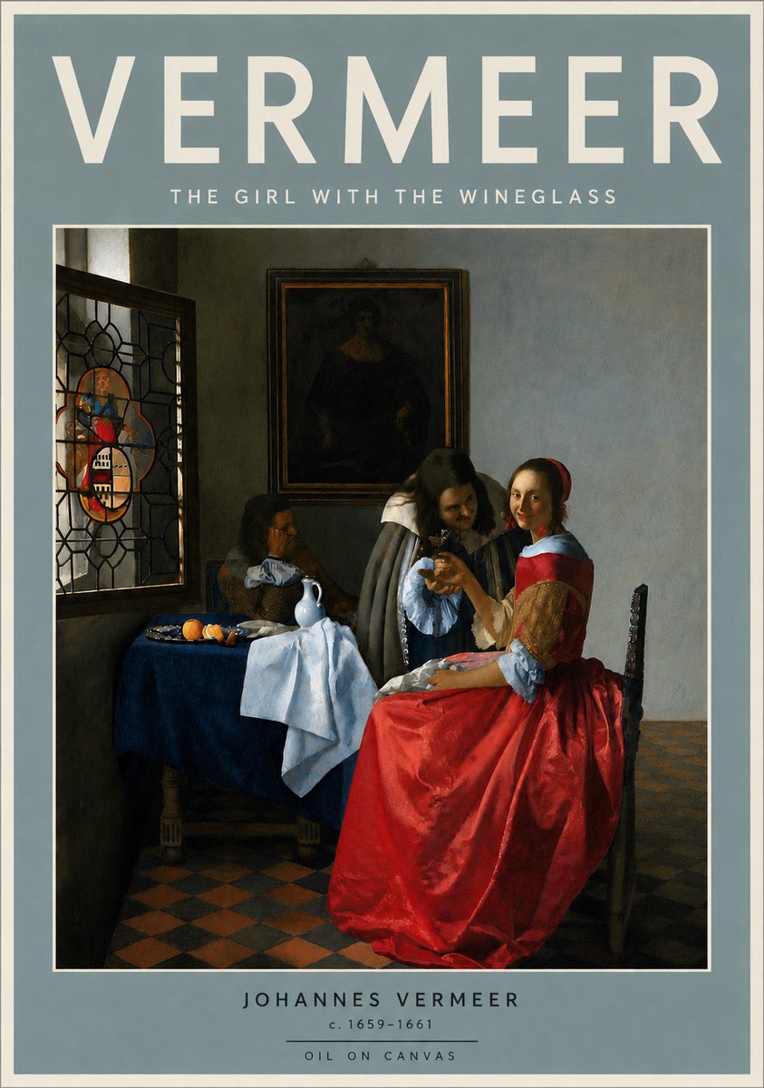 Vermeer The Girl with the Wineglass No4 - Plakat