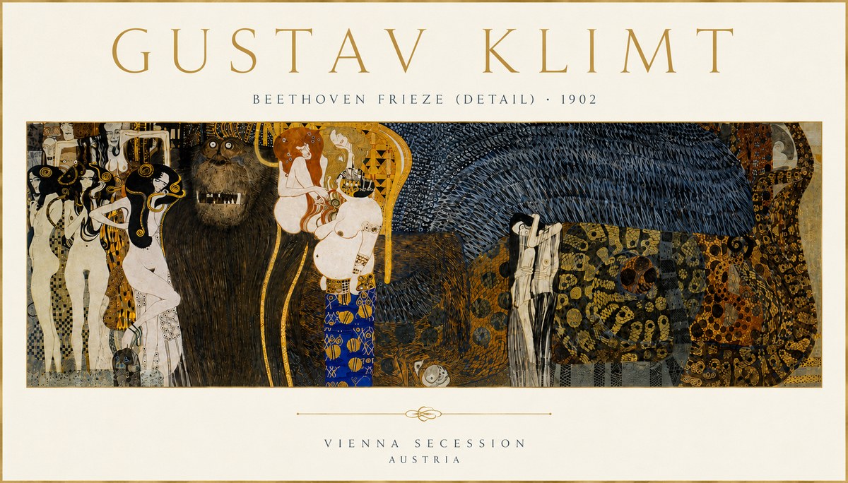 Klimt Beethoven Frieze (Detail) No4 - Plakat