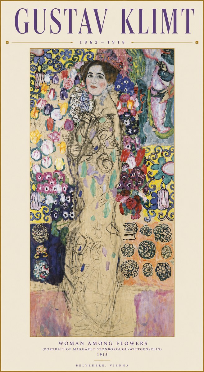 Klimt Woman Among Flowers No3 - Plakat