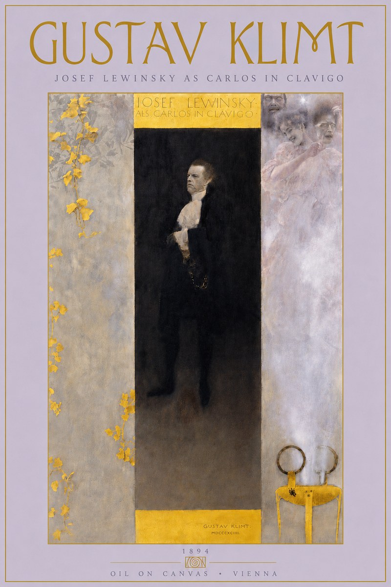 Klimt Josef Lewinsky as Carlos in Clavigo No4 - Plakat