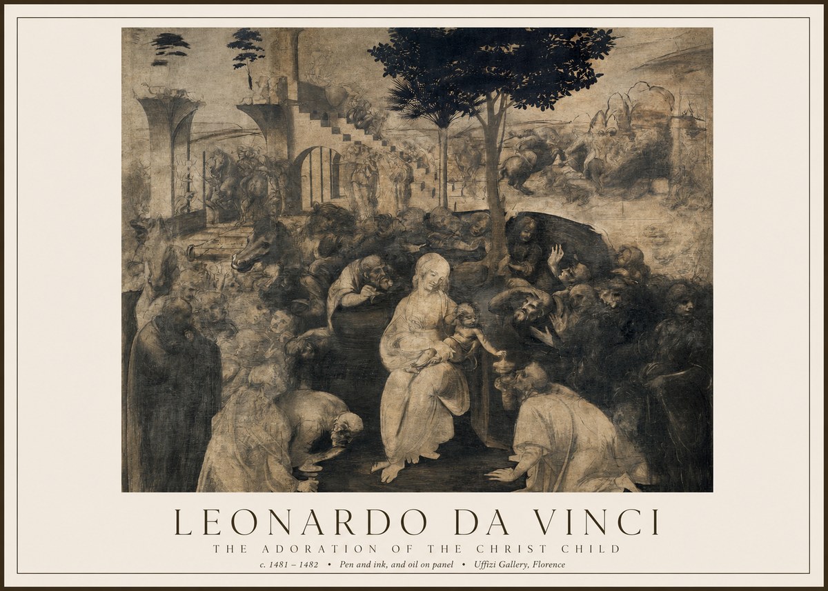 Leonardo da Vinci The Adoration of the Magi No5 - Plakat