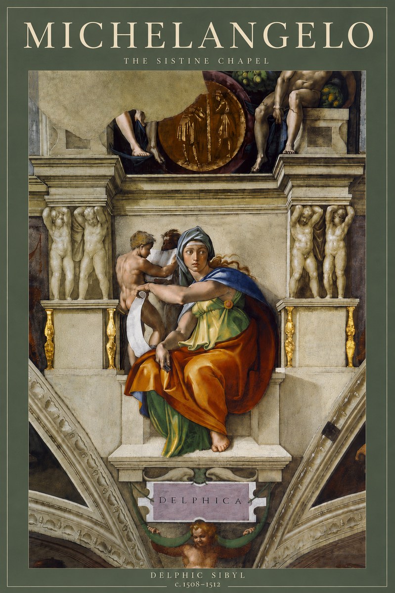 Michelangelo Delphic Sibyl No4 - Plakat