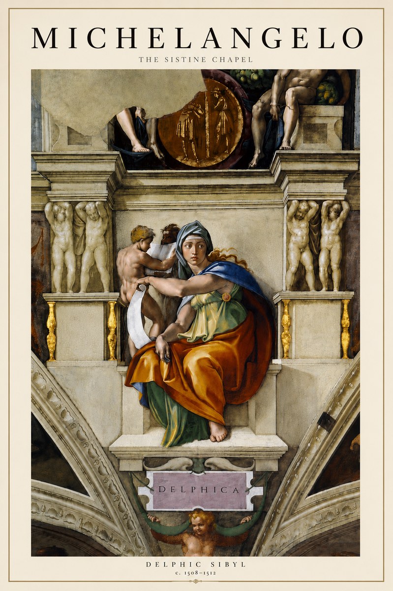 Michelangelo Delphic Sibyl No5 - Plakat