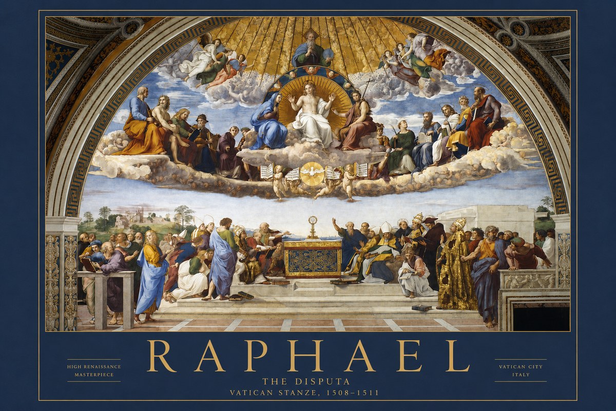 Raphael The Disputation of the Holy Sacrament No2 - Plakat