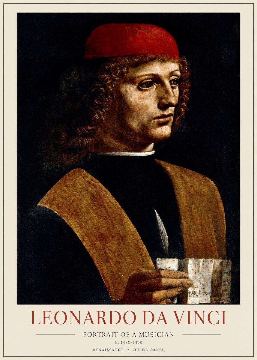 Leonardo da Vinci Portrait of a Musician No1 - Plakat