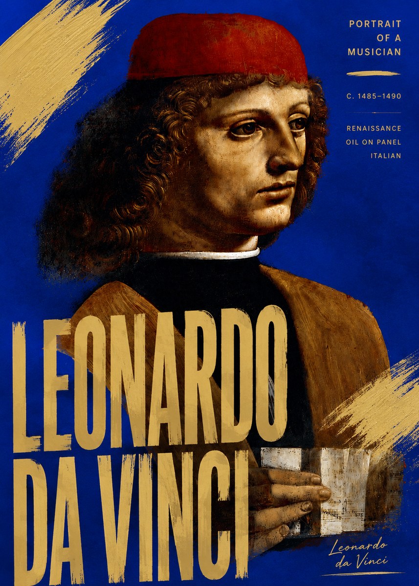 Leonardo da Vinci Portrait of a Musician No5 - Plakat
