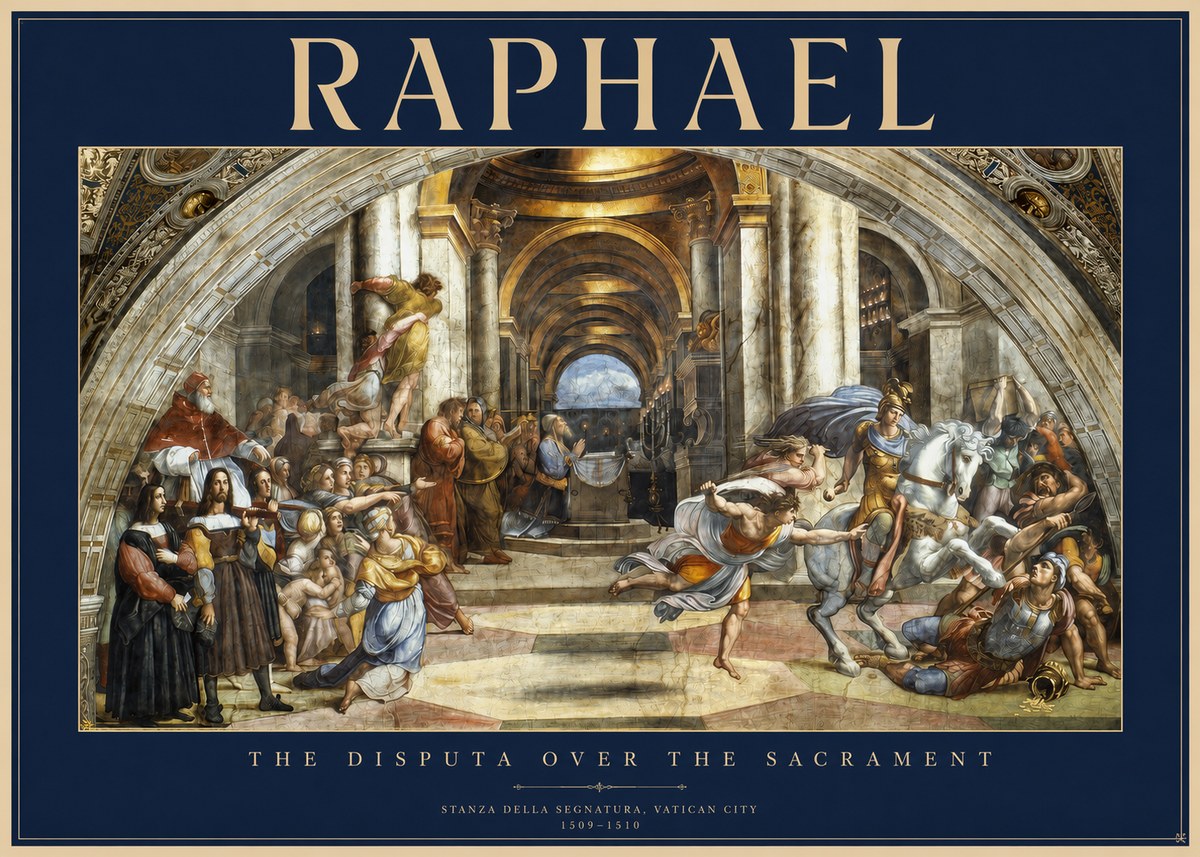 Raphael The Disputa over the Sacrament No2 - Plakat