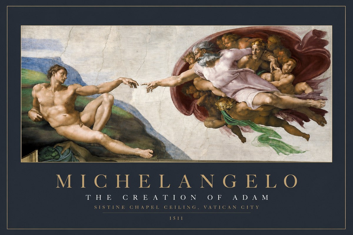 Michelangelo The Creation of Adam No2 - Plakat