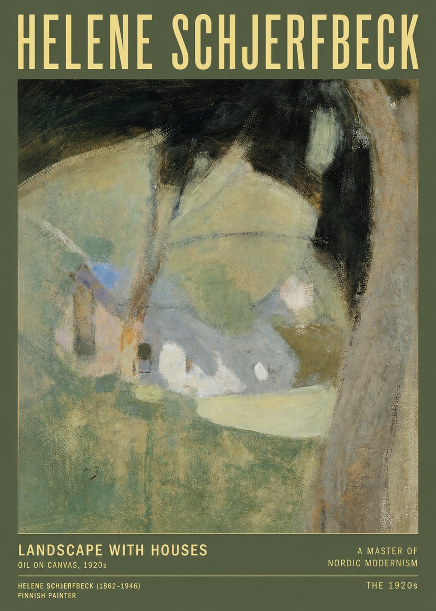 Helene Schjerfbeck Landscape with Houses No3 - Plakat