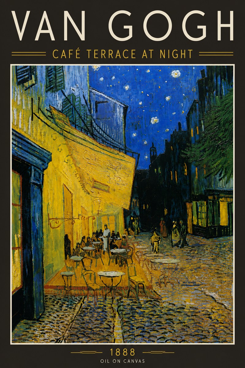 Van Gogh Café Terrace at Night No6 - Plakat