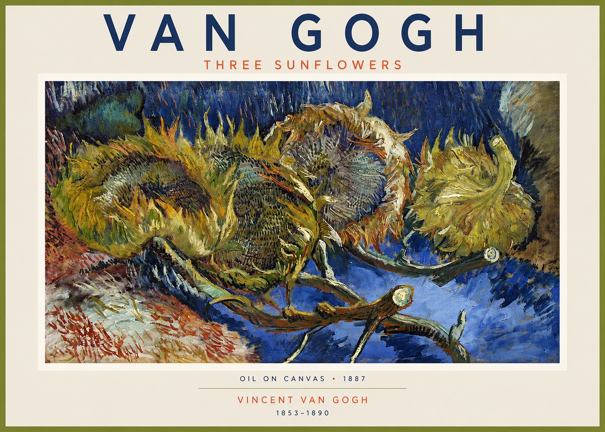 Van Gogh Three Sunflowers No2 - Plakat