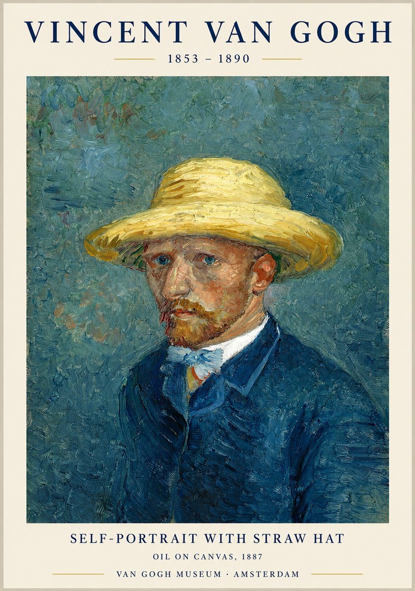 Van Gogh Self-portrait with Straw Hat III No1 - Plakat