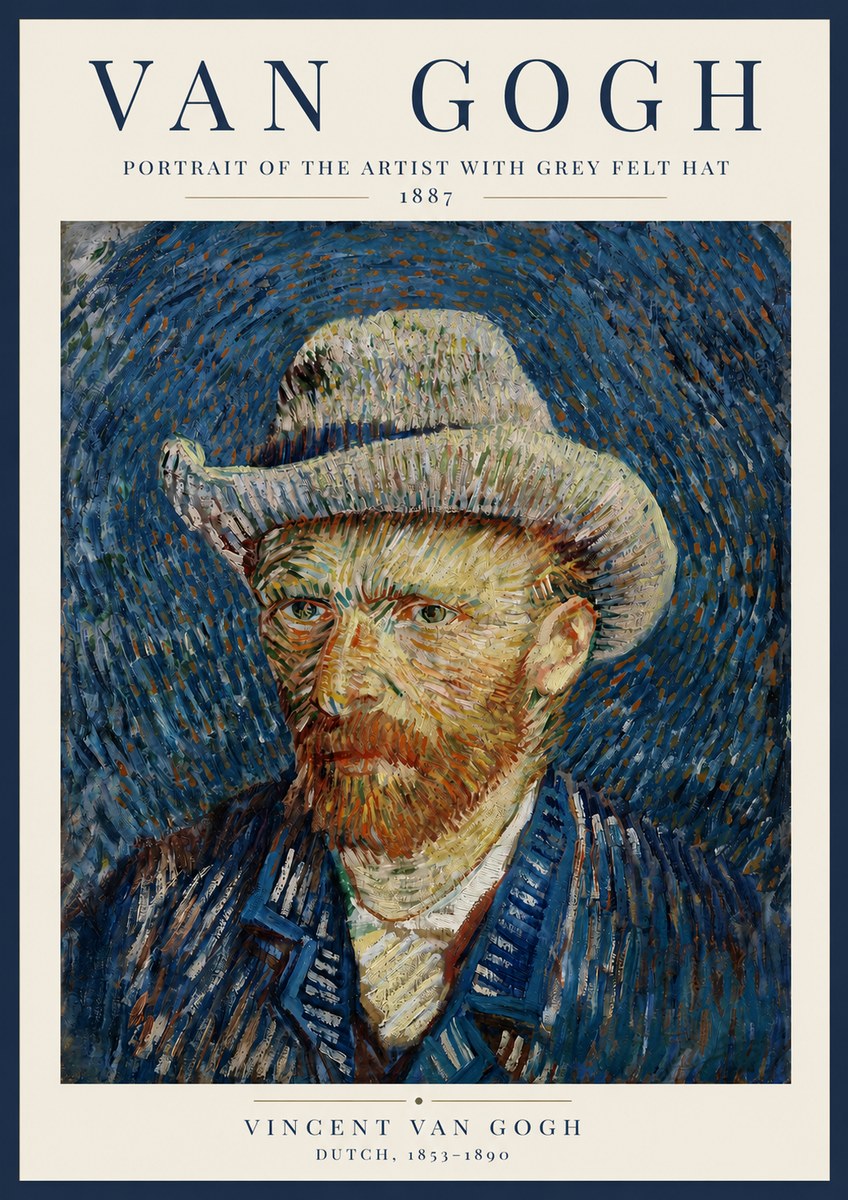 Van Gogh Portrait of the Artist with Grey Felt Hat No4 - Plakat