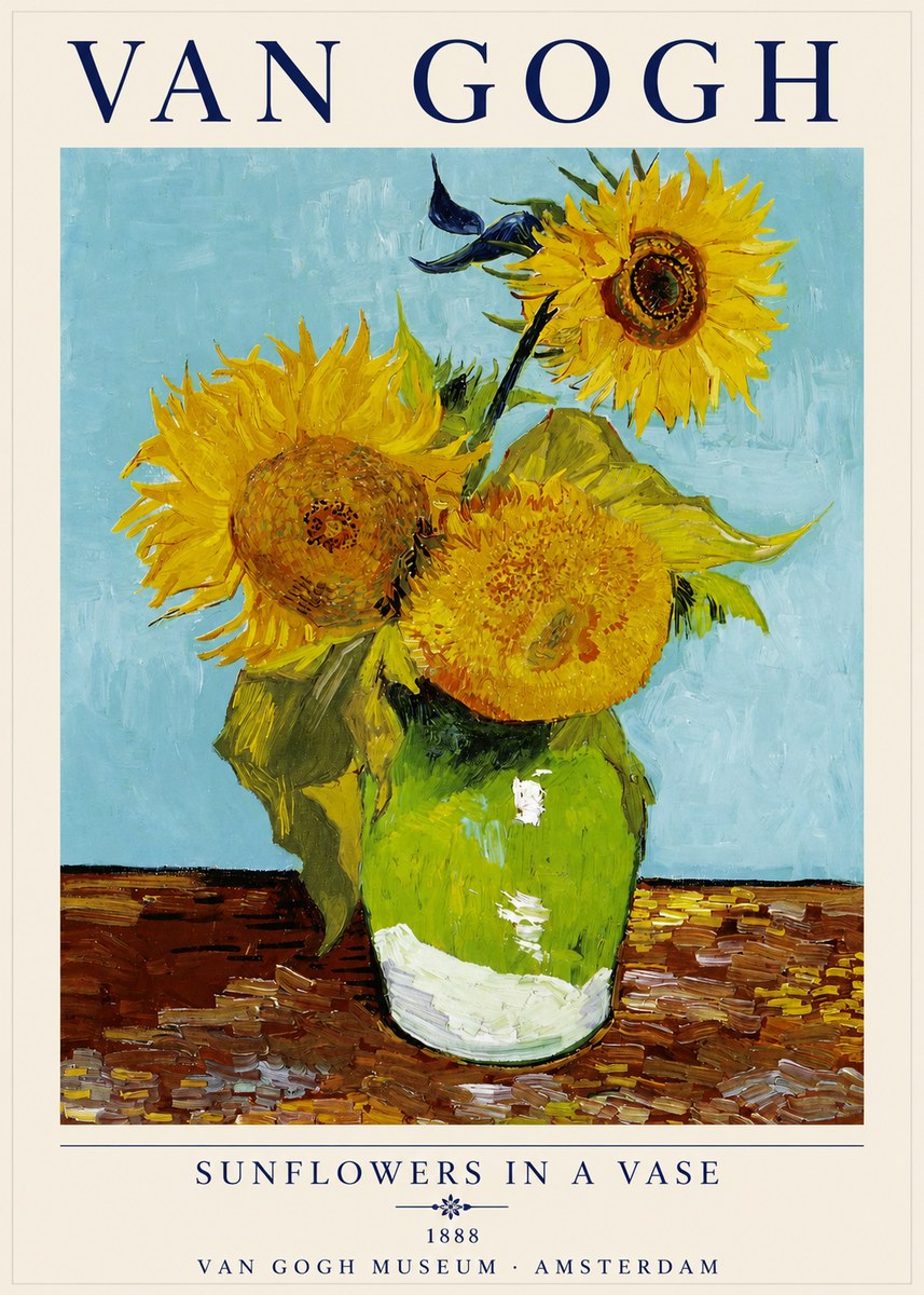 Van Gogh Sunflowers in a Vase No2 - Plakat