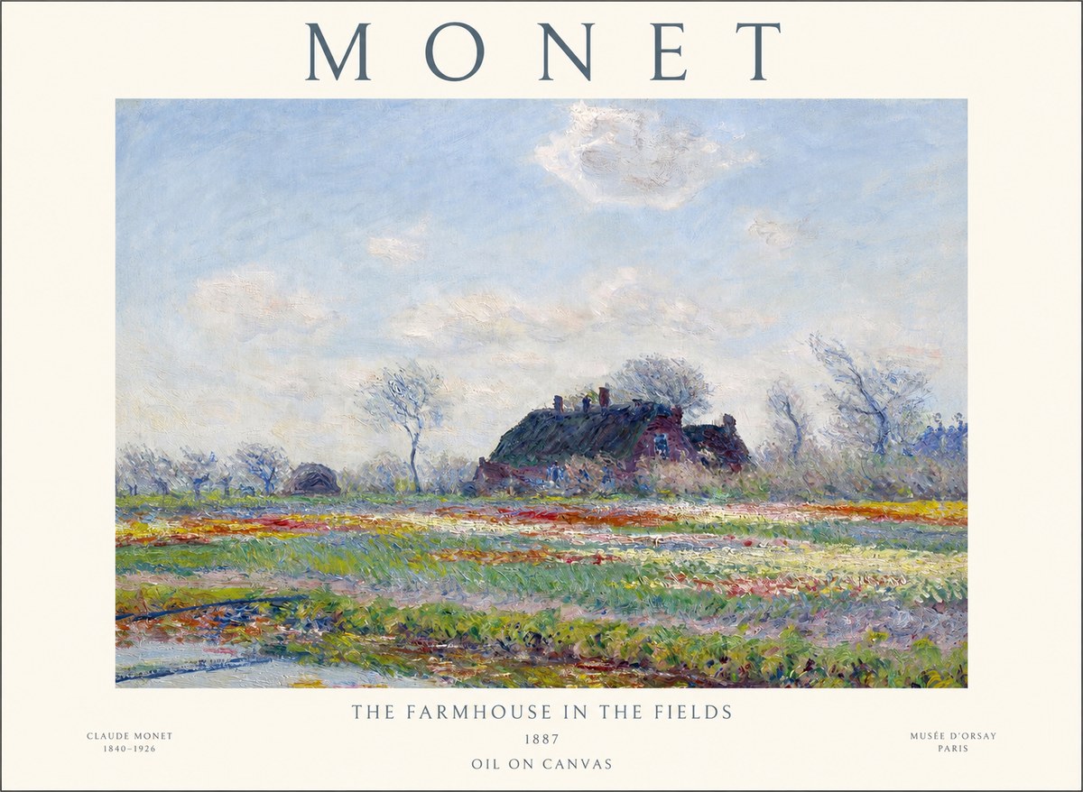 Monet The Farmhouse in the Fields No1 - Plakat