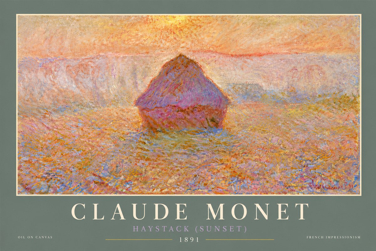 Monet Haystack (Sunset) No6 - Plakat